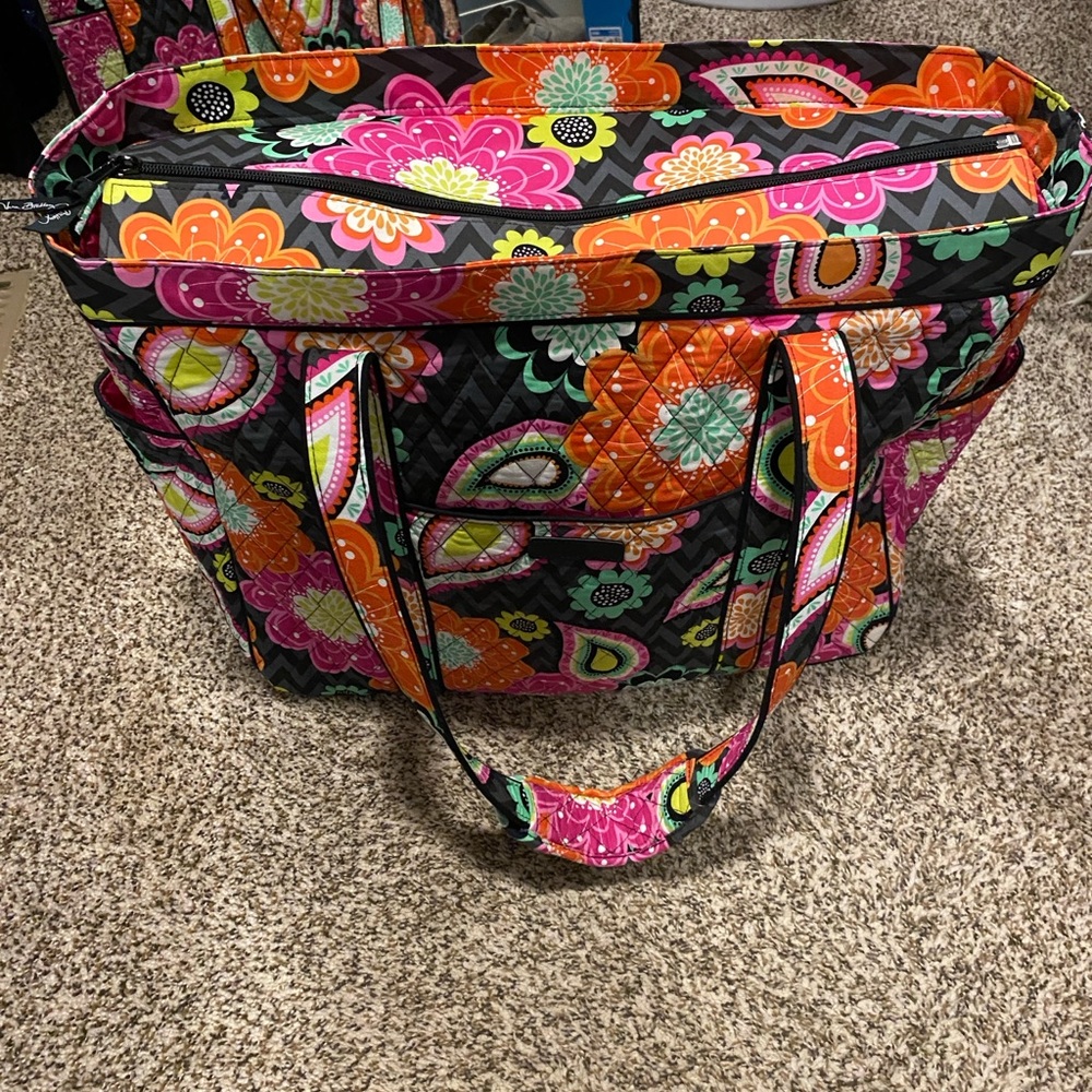 Vera Bradley Orange and Pink Tote Bag Vibrant Floral Design